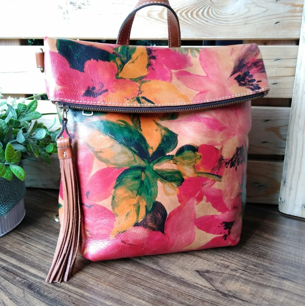 Patricia Nash “Luzille” Floral Leather Backpack in Excellent Condition